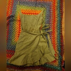 Army green sash dress